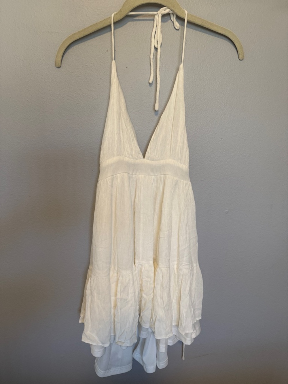 Steps NY White Halter Tie V-Neck Sundress